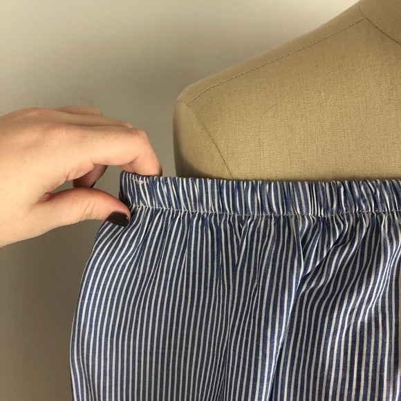 Aqua by Bloomingdales Blue and White Striped Off the Shoulder Shirt - Picture 3 of 5